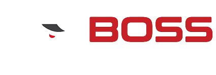 Boss Builders & Exteriors white logo for dark backgrounds
